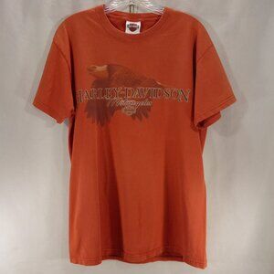 Mens VTG 2002 Harley Davidson Burnt Orange Flying Eagle T-Shirt Springfield OH M